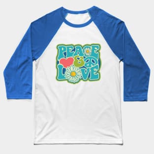 LOVE PEACE RETRO Style 60s 70s Color Blast Distressed Hippie T-Shirt Baseball T-Shirt
